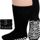 ZAKASA Extra-Wide Socks for Swollen Feet: 3 Pairs Non Slip Diabetic Socks for Men Women with Grips Hospital Edema 9-15