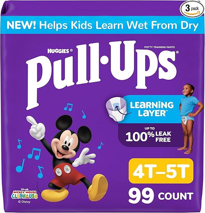 Pull-Ups Boys' Potty Training Pants, Size 4T-5T Training Underwear (38-50 lbs), 99 Count