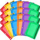 24 Pack Pencil Pouch for 3 Ring Binder Pouches with Zipper Bulk Multi-Color 3 Ring Binder Clear Top Pencil Pouch Pencils Bag Case with Clear Window for Binders Office Organizers College Supplies