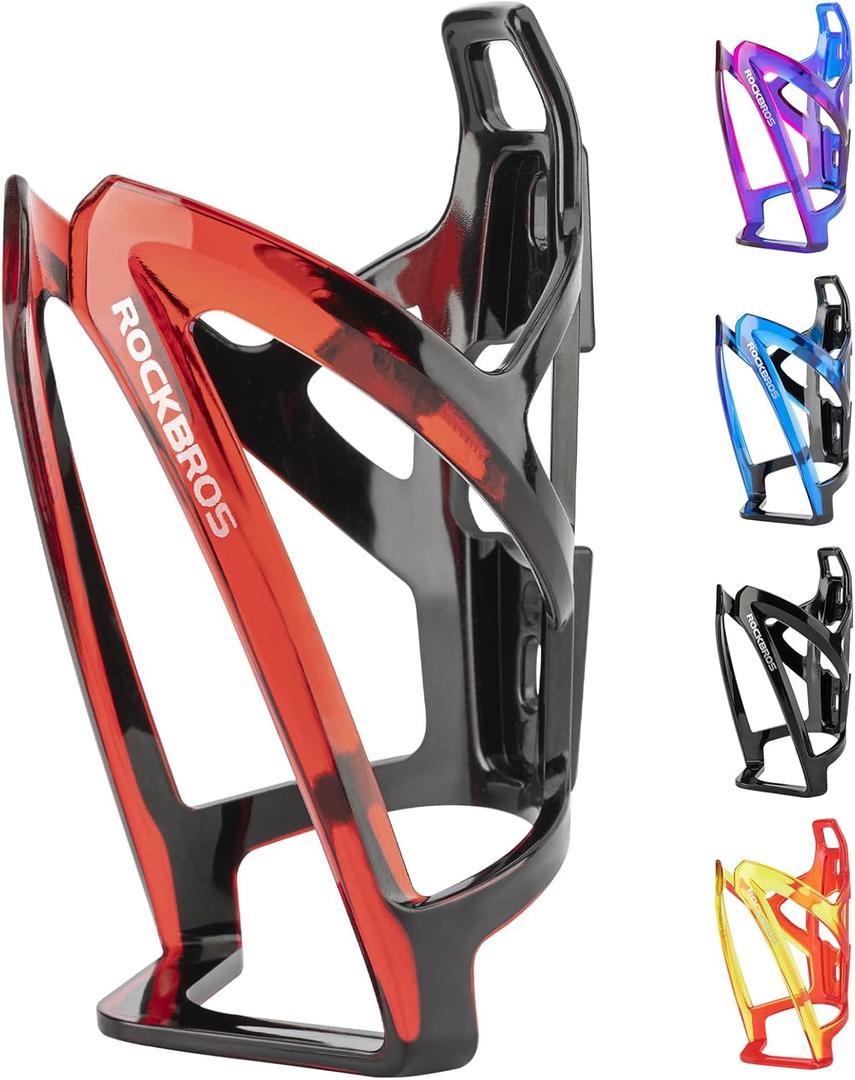 ROCKBROS Bike Water Bottle Holder Ultra-Light Bicycle Bottle Cages with Screws Tool, Universal Bike Cup Holder Rack for Road MTB Bikes (Red-Black)