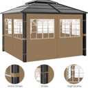 Gazebo Privacy Curtains 10' x 12' with PVC Windows, 4-Panels Side Wall with Zipper Universal Replacement for Patio, Outdoor Canopy, Garden and Backyard