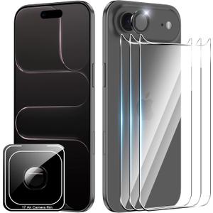 for iPhone Air/17 Air 6.5 inch Screen Protector,[3+1 Pack] Back Screen Protector+Camera Lens Protector,Tempered Glass,Bubble-Free,Anti-Scratch