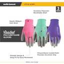 Wells Lamont 3 Pair Pack Womens Gardening Gloves | PU Coated Grip Work Gloves| Each Pack Includes Pink, Green, Purple | Medium (413MF)
