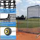 7x7ft Baseball Softball L Screen for Pitching Practice, Portable Pitcher Safety Screen with Wheels, Steel Frame Protective Guard for Batting Cage Backyard Drills, Coaches, Youth Training