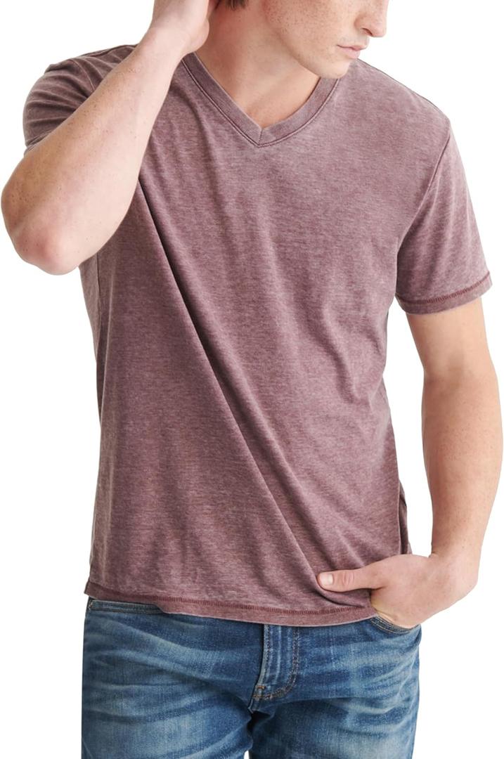 Lucky Brand Men's Venice Burnout V Neck Tee (Medium, Port Royale)