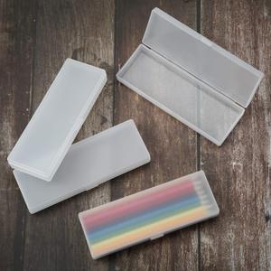 Chinco 4 Pieces Plastic Pencil Case Plastic Stationery Case with Hinged Lid and Snap Closure for Pencils, Pens, Drill Bits, Office Supplies (White)