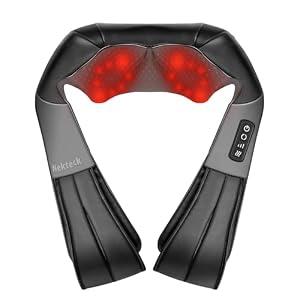 Nekteck Shiatsu Neck Massager for Pain Relief Deep Tissue with Heat, 3D Kneading Massage Pillow Back Shoulder Massagerfor Body Muscle, Plugin Use for Home Office Car, Gifts for Mom Dad Him Her