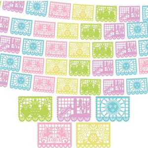 AmazingSpark Pastel Mexican Party Banner Set (6 Pack, 6 x 19.69 ft, Plastic) Pastel Mexican Papel Picado Cielito Lindo Candy Mexico Party Banners Decor for Wedding Birthday