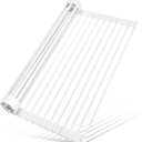 MERRYBOX Roll Up Dish Drying Rack, Silicone Wrapped Over The Sink Dish Rack Foldable Dish Drainer Anti-Slip Dish Racks for Kitchen Sink, Multipurpose Kitchen Sink Drying Rack, 17.5" x 13", White