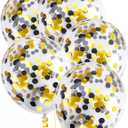 Black Gold Confetti Balloons 25 Pcs, 12 Inch Thickened Clear Latex Balloon with Confetti Inside for 2025 Happy New Year Eve Party Decoration Baby Shower Birthday Party Decorations Supplies