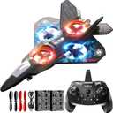 Foam Remote Control Airplanes Rc Planes for Kids 4-8, Remote Control Planes Fighter Jet with Light, 360 Flip Fighter Jet Toy, Gravity Sensing, Stunt Roll, Gifts for 6 7 8 10 12 Year Old Boys (Blue)