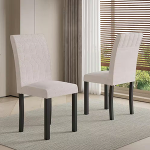 VECELO Upholstered Dining Chairs Set of 2, Modern Accent Parsons with Comfort Seat, Solid Wood Legs w/Rubber Footpads, for Living Room Kitchen, Beige