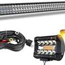 ASLONG 52 Inch LED Light Bar 300W Spot Flood Combo,2Pcs 4 Inch White/Amber Yellow LED Pods Fog Lights,Wiring Harness Kit with Switch,Offroad Driving Light for Pickup