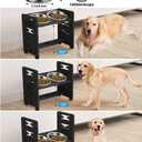 Vantic Elevated Dog Bowls, Adjustable Raised Dog Bowl Stand for Medium Sized Pet, Sturdy Bamboo Food Feeder with 2 Stainless Steel Dishes, Black
