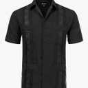 Allsense Men's Short-Sleeve Button-Down Cuban Guayabera Shirt XXL
