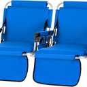 GREEN PARTY Stadium Seat for Bleachers Portable Outdoor Floor Folding Stadium Chair with Armrest, Back Support, Cup Holder, Mesh Bag and Hide Hooks (Blue 2)