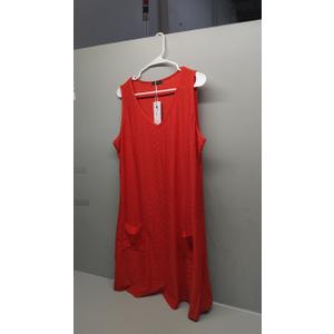 Imily Bela Womens Summer Dresses Casual Beach Tank Eyelet Sleeveless Sundresses 2025 Loose Swimsuit Coverup with Pockets (Medium, Red)