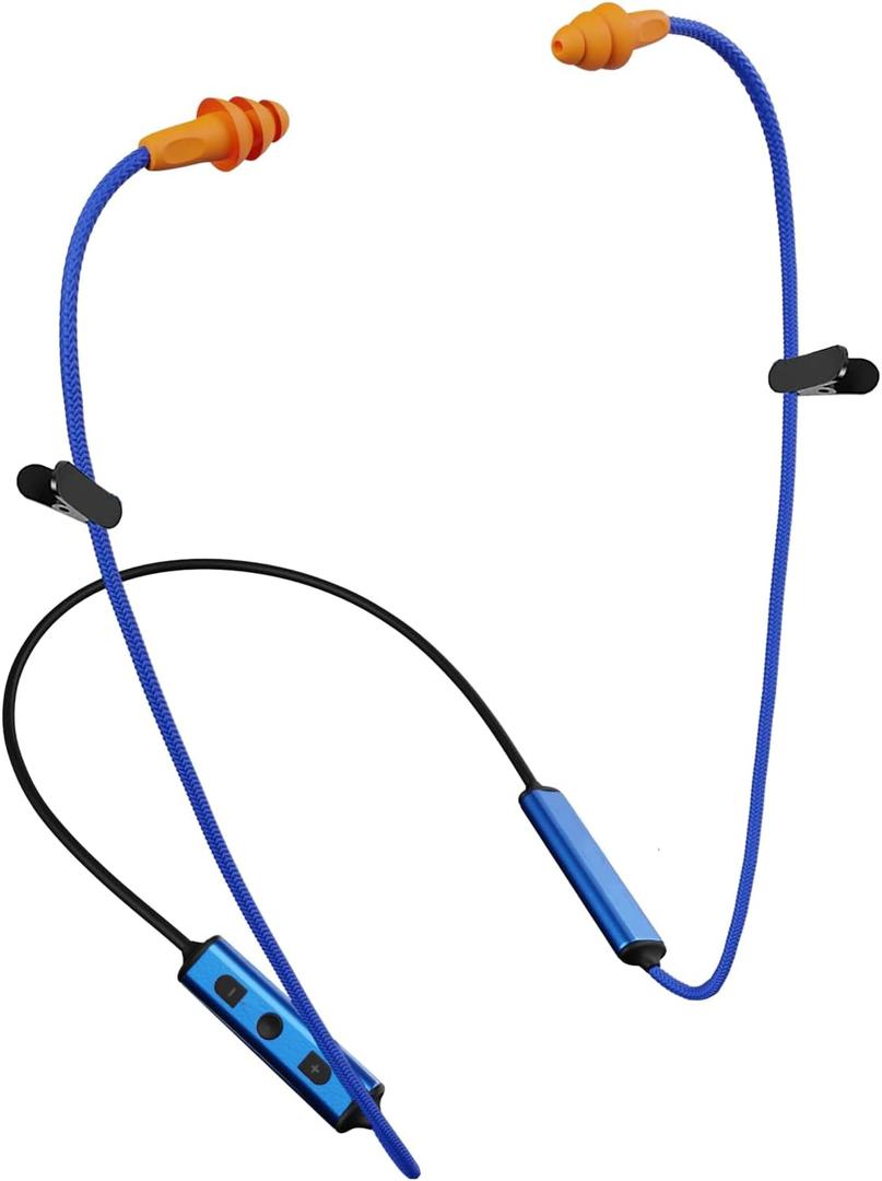 Cuzabe Bluetooth Earplug Headphones, Neckband Wireless Work Earbuds, Noise Reduction Ear Plugs with 20 Hour Battery, Sweatproof in-Ear Earphones with Mic and Controls, for Work Construction Safety
