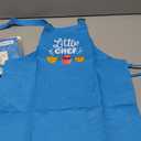 R HORSE 2Pcs Kid Apron And Chef Hat Set, Small Size Adjustable Children Blue Kitchen Apron Cooking Baking Painting and Training Kits Dress up Role Play Chef Toy Kid Funny Cooking Gift Birthday Gift