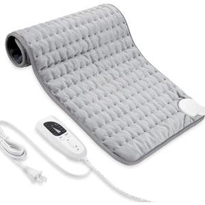 Electric Heating Pad for Back Pain Relief, Heating Pads for Cramps, Auto Shut Off, Machine Washable, Heating pad for Neck and Shoulder, Knee, Arms, Legs, etc. (Silver Gray, 2412)