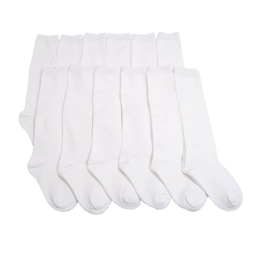 Angelina Girls Classic Uniform Knee-High School Socks (12-Pack) M
