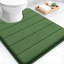 OLANLY Memory Foam Toilet Rugs U Shaped 24x20, Super Soft Absorbent Contour Bath Rugs, Quick Dry Machine Washable Toilet Mat, Bathmat Floor Carpet, Bathroom Home Decor Accessories, Olive Green