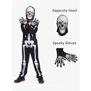 Sincere Party Kids Skeleton Costume Glow in The Dark Skeletons Halloween Skeleton Costumes for Boys and Girls 7-10