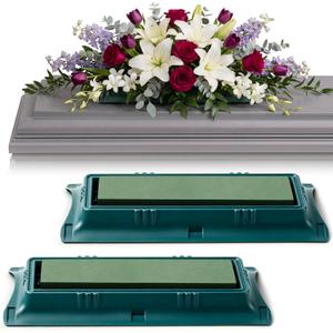 2 Pack Plastic Floral Casket Saddle with Foam,24.02 x 10.63 x 3.07 Inch