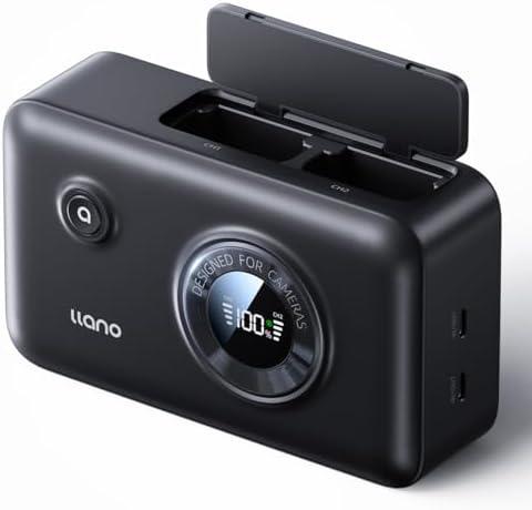 llano NP-W235 Dual Battery Fast Charger with Built-in 12400mAh Power Bank for Fujifilm Fujifilm GFX100RF, XT5, XT4, VG-XT4, XS20, GFX50S II, GFX100S, XH2, XH2S