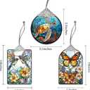 XIAOAIKASet of 3 Stained Glass Style Ornaments, Christmas Tree Hanging Decorations and Acrylic Window Suncatchers, Butterfly, Hummingbird and Sea Turtle Designs, for Women Mom