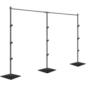EMART 8.5x20ft(HxW) Photography Backdrop Stand for Parties, Adjustable Photo Pipe and Drape Background Back Drop Holder Frame Kit with Heavy Duty Metal Steel Base for Birthday Wedding - Black