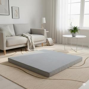 Velvet Zabuton Meditation Mat - Large Floor Pillow for Adults & Yoga Meditation Cushion - High Density Foam Floor Seating with Washable Cover, 31x31 Inch (Gray) (Grey)