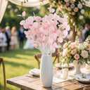 7PCS Long Artificial Eucalyptus Stems 35.4" Tall Fake Branches with White Silk Apple Leaves Summer Plants Bouquet Wedding Party Flowers Arrangement Accessories Home Table Festival Decorations