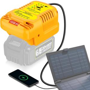 Solar Charger Adapter for Dewalt 20V/60V Battery, Portable, Outdoor Work, Camping
