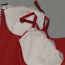 GIYKBX Women Ruffled Lace Trim Bow Sexy V Neck Corset Tops Adjustable Straps Bustier Body shaper Crop Top, Red M