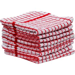 Urban Villa Kitchen Towels 100% Cotton Dish Towels for Kitchen (Set of 6) 20x30 Dish Cloths Highly Absorbent Kitchen Linen Set with Hanging Loop Perfect for Drying Dishes Cleaning Red White