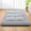 MASVIS Japanese Futon Mattress,Floor Mattress Thicken Sleeping Mattress Foldable & Portable Roll up Camping Mattress,Grey,Full