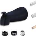 Universal Matte Black Bathtub Tub Spout with Diverter Faucets Fits 1/2" Copper Pipe, 1/2" IPS and 3/4" IPS, Slip Fit for Bathroom with Spigot Threaded Adapters and Hex Wrench