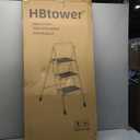 HBTower Step Ladder, Folding Step Stool with Wide Anti-Slip Pedal, Sturdy Steel Ladder, Convenient Handrail, Lightweight, Portable Steel Step Stool (Black)