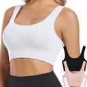 Chilylori Seamless Sports Bras for Women Pack of 3 Ribbed Sports Bra Workout Tops Cropped Tank Top Comfort Padded Yoga (XL)