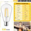 Brightown 6 Pack LED Edison Light Bulbs, 6W, Equivalent 60W, High Bright 2700K Warm White,750 Lumens, Non-Dimmable, E26 Base ST58 Antique Filament Bulbs with 80+ CRI for Ceiling Fan Bathroom Porch