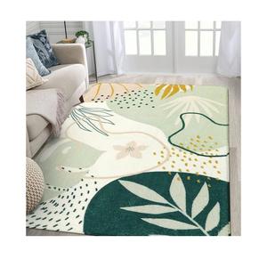 Lahome Sage Green Boho Area Rug 5x7, Washable Non Slip Soft Botanical Rug for Living Room Bedroom Cozy Home Decor