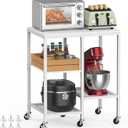 Kitchen Microwave Cart with Wheels,Coffee Bar Table Station,4-Tier Rolling Baker's Oven Rack,Small Appliance Storage Shelf,Utility Trolley Side Table for Kitchen,Office, Living Room (Snowy White)