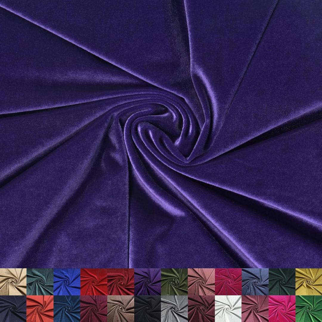 Stretch Velvet Fabric by The Yard - 58/60" Wide Soft Velvety Cloth for Sewing Dresses, Gowns, Upholstery, Costumes & DIY Crafts - 92% Polyester 8% Spandex - Ultra Purple Rain - 2 Yards