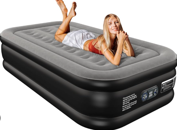 Twin Air Mattress with Built in Pump 16" Blow Up Mattress Raised Air Bed, 3 Mins Quick Self Inflatable with Storage Bag for Guest and Home