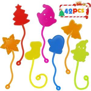 Christmas Sticky Hands Bulk 42PCS Christmas Party Favors for Kids Stocking Stuffers for Kids Stretchy Sticky Hand Toy Goodie Bag Stuffers Fillers Toys Classroom Prizes Carnival Birthday Party Supplies