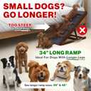 Adjustable Dog Ramp for Bed - 34" Long Foldable Wooden Ramp for Dogs to Get on Bed, Couch, or Car with 12.6" Wide Walking Space - (Walnut Wood with Gray Carpet)