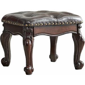 Footstool and Ottomans Small Foot Stool with Fiber Leather Wooden Foot Rest Upholstered Footrest for Living Room Bedroom (Dark-Brown), 15"D x 12"W x 12"H