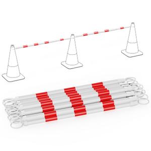 RoadHero 10 Pack 4 FT to 6.9 FT Retractable Cone Bar, Expandable Traffic Cone Bars for Parking Lots, Extendable Barricade for Road Construction, White and Red, Cone Not Included