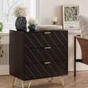 3 Drawer Dresser for Bedroom, Fluted Modern Closet Dressers Chest of Drawers, Small Storage Dresser Chest Cabinet Organizer Unit (Black Diamond)
